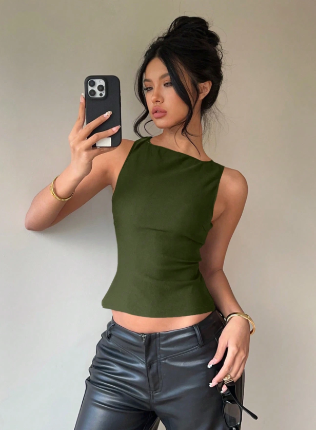 Aloruh Blusa sin espalda, cuello redondo, sin mangas, con estampado floral rojo tropical de estilo casual y vacacional elegante para mujeres, apta para vacaciones de verano y fiestas