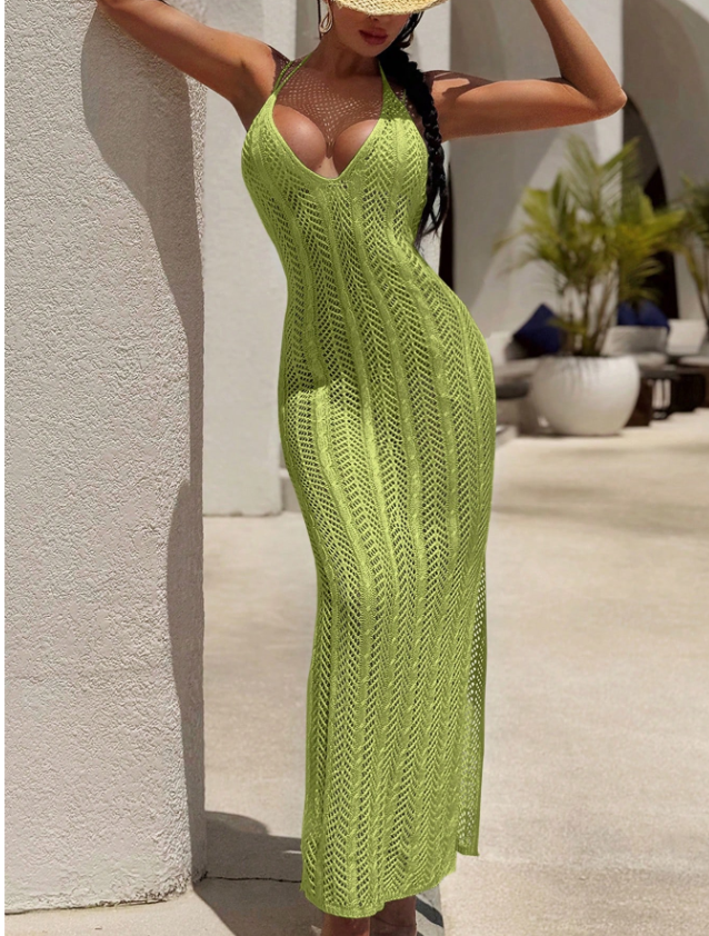 Mujeres Vestido De Estilo Bohemio Con Espalda Descubierta, Cubierta De Playa Con Correa Para El Cuello, Para Verano, Vacaciones, Viajes, Festivales, Piscinas