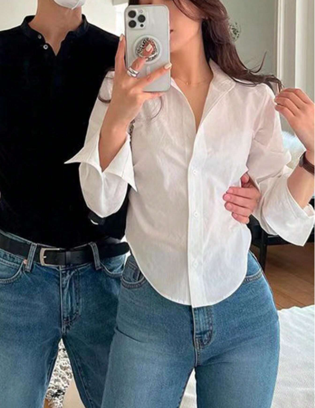 INAWLY Blusa informal de mujer de manga larga con botones delanteros lisos