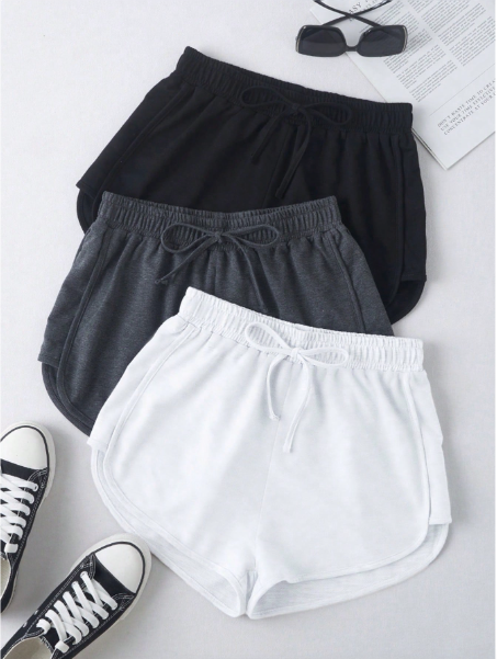 3 piezas Shorts deportivos con nudo delantero