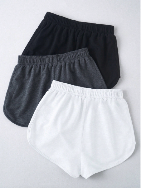 3 piezas Shorts deportivos con nudo delantero