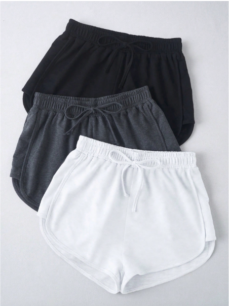 3 piezas Shorts deportivos con nudo delantero